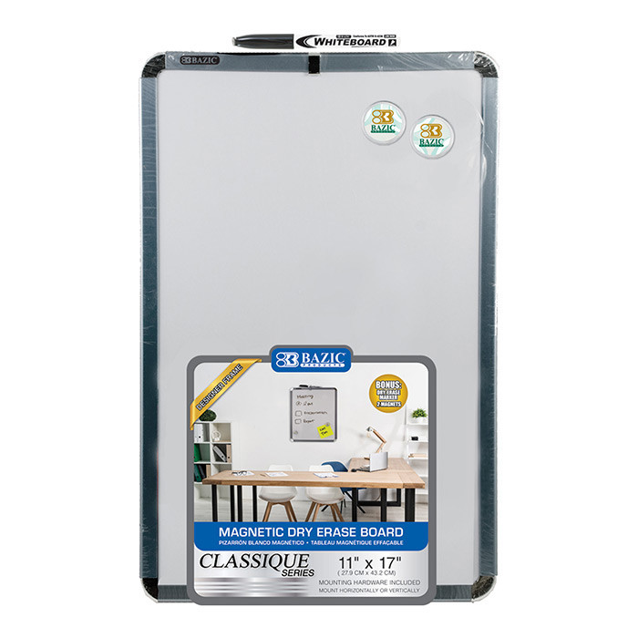 BAZIC 11" X 17" Magnetic Dry Erase Board w/ Marker & 2 Magnets